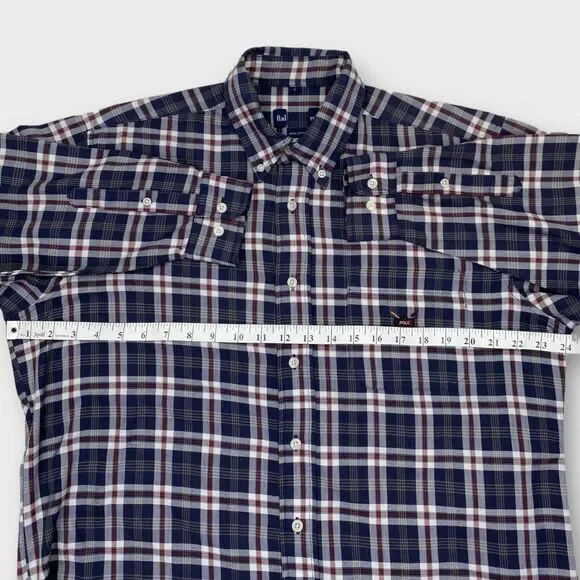 VINTAGE Ralph Lauren Shirt Mens Large Polo Golf Crest Logo Check Navy Red Preppy - Picture 13 of 15